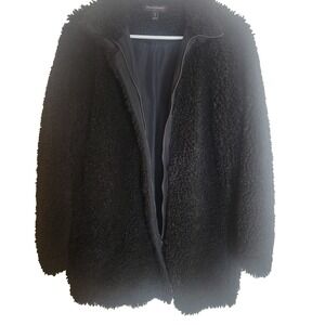 Banana Republic Size PS Black Teddy Bear Sherpa Faux Shearling Coat Jacket Zip
